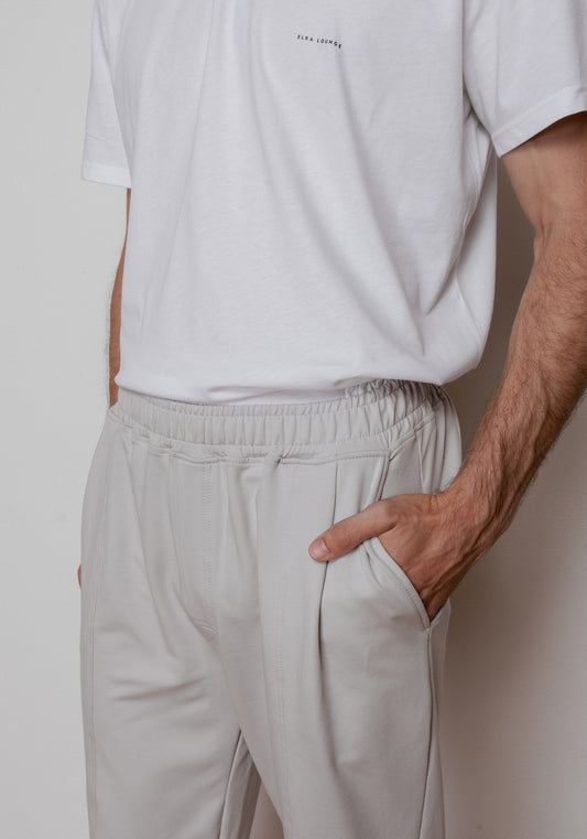 Pánske teplákové nohavice z biobavlny Pearl gray - loose fit