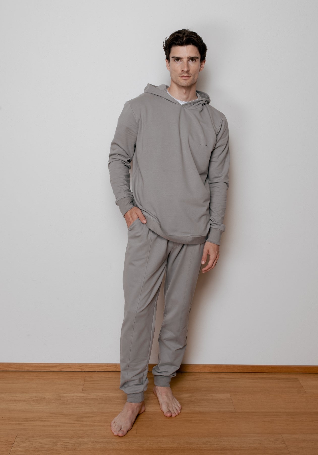 Męska bluza z kapturem bawełna organiczna Gray brushed - regular update