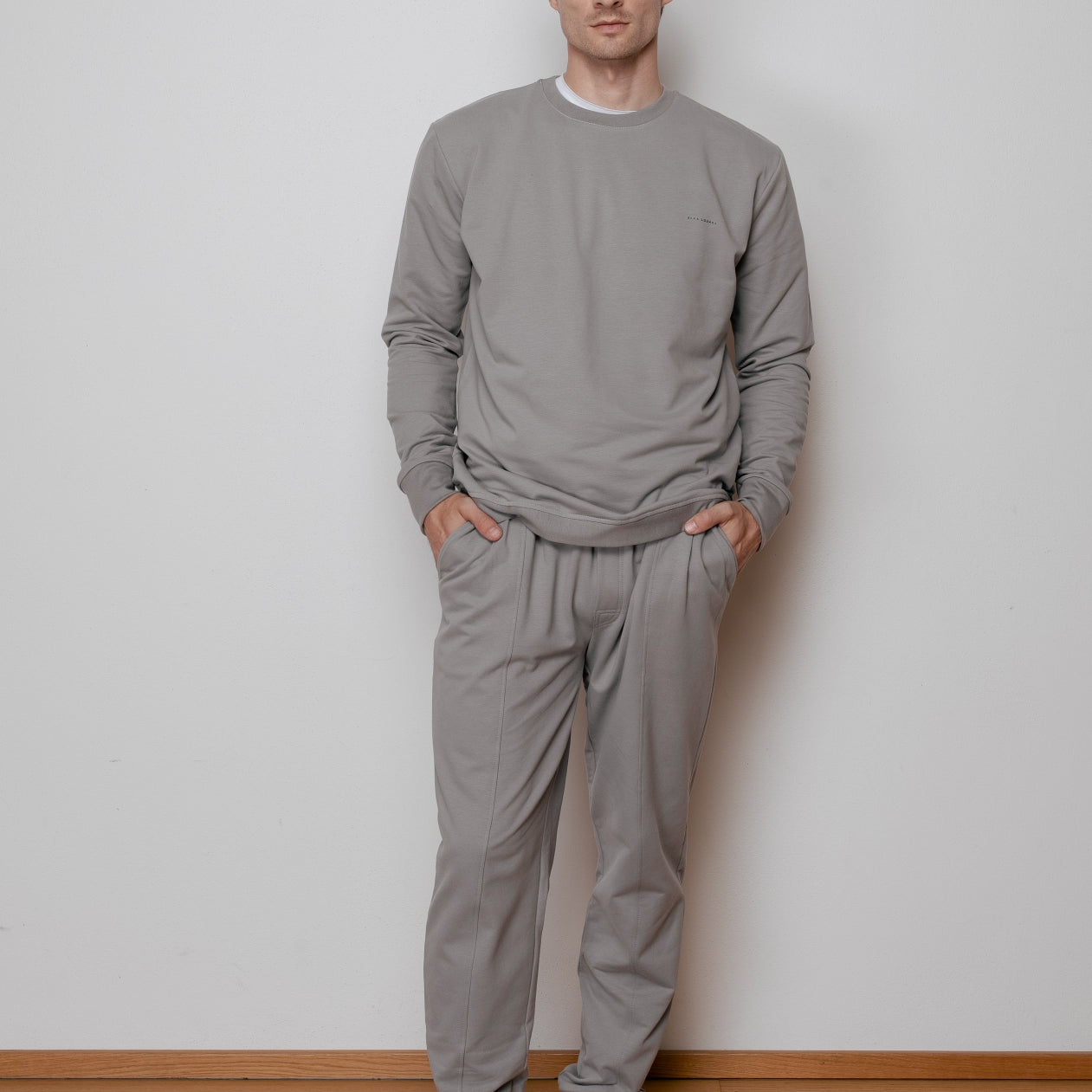 Pánská mikina bez kapuce z biobavlny brushed - regular