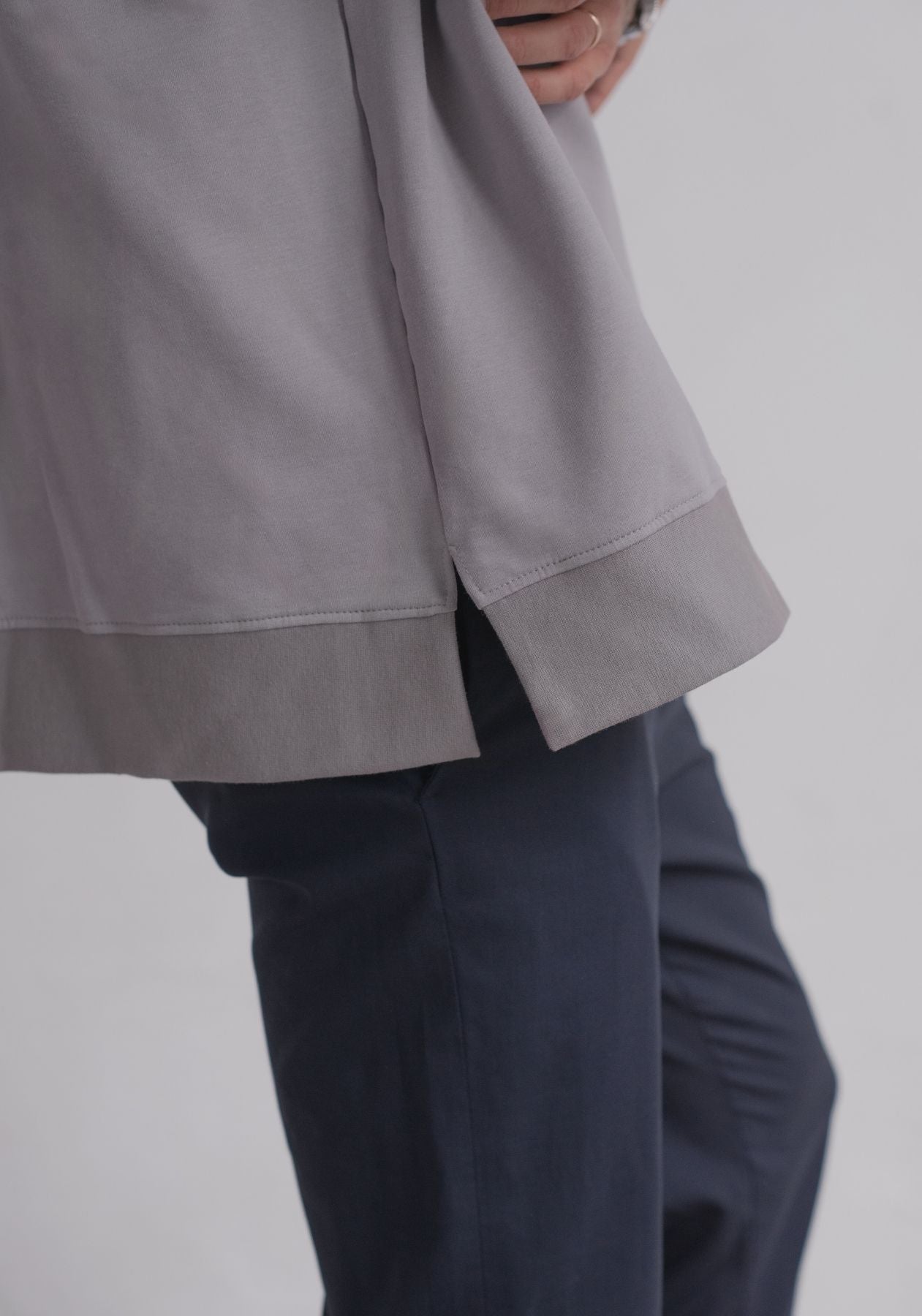 Pánská mikina s kapucí z biobavlny Light gray brushed - Oversized