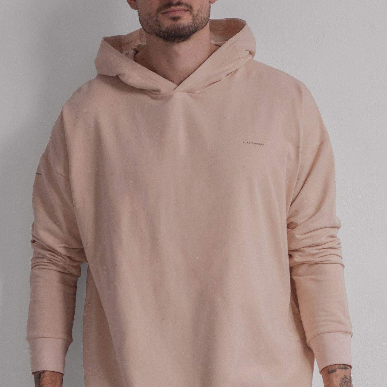 Pánská mikina s kapucí z biobavlny brushed - Oversized