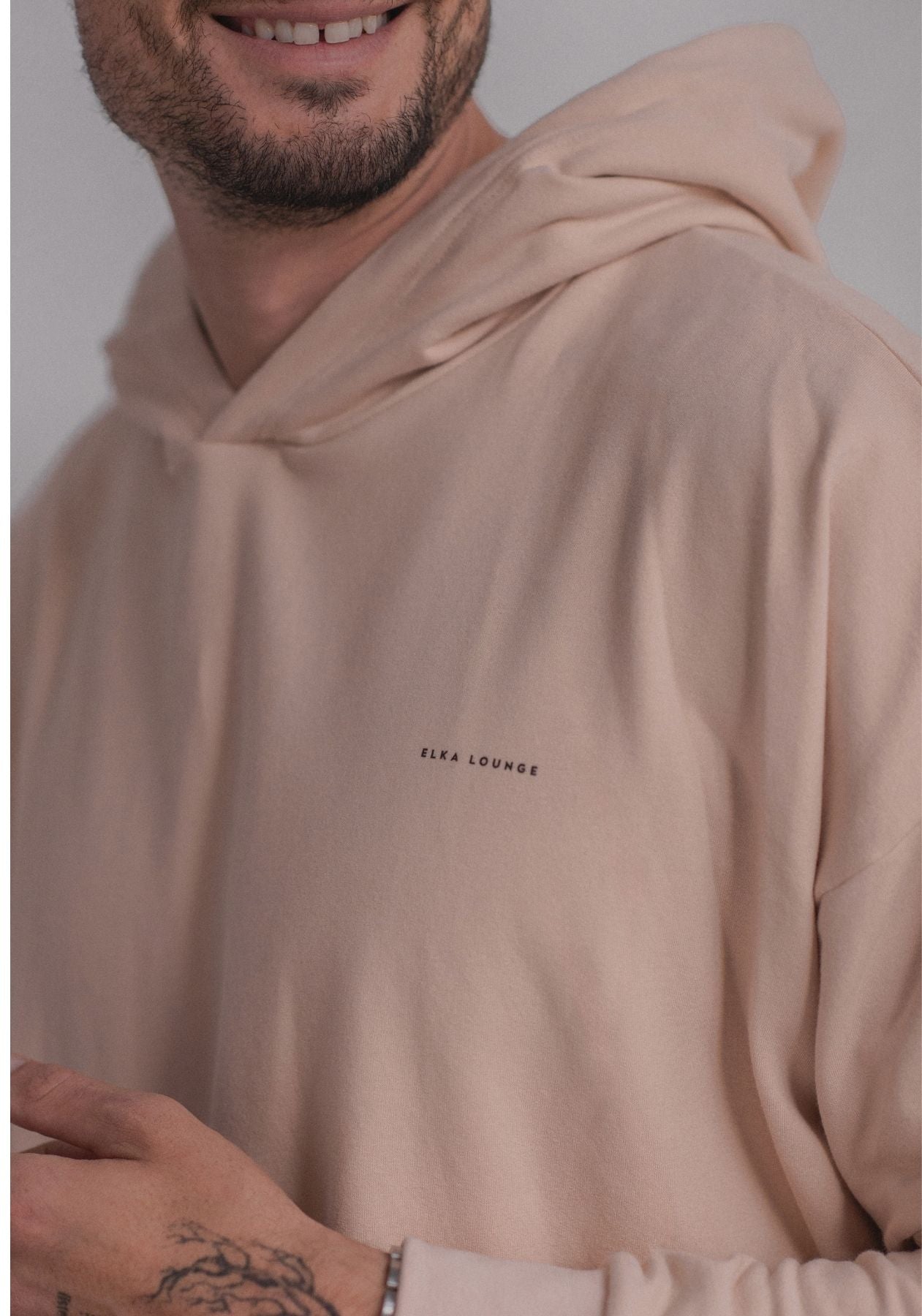 Men sweatshirt organic cotton Beige brushed - Oversized