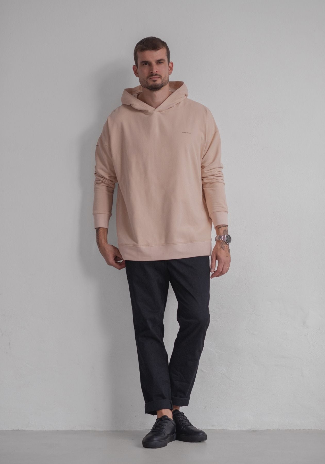 Men sweatshirt organic cotton Beige brushed - Oversized