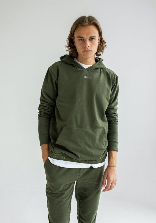 Pánske Teplákové nohavice z biobavlny Moss green lounge brushed - regular
