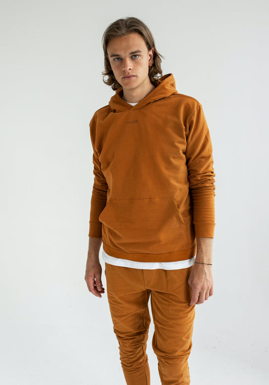 Pánske teplákové nohavice z biobavlny Burnt ochre lounge brushed - regular