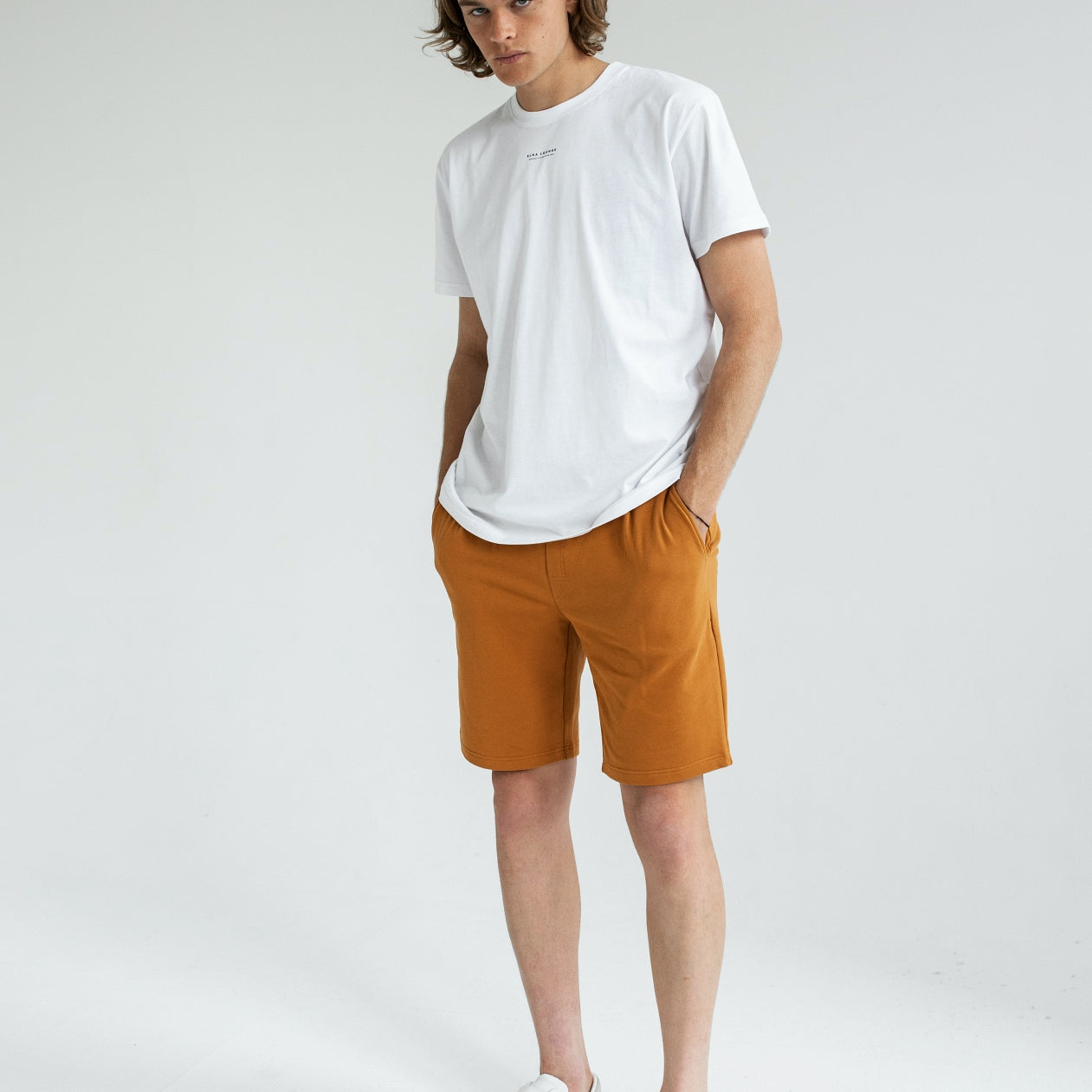 Men sweatpants shorts organic cotton brushed - regular fit