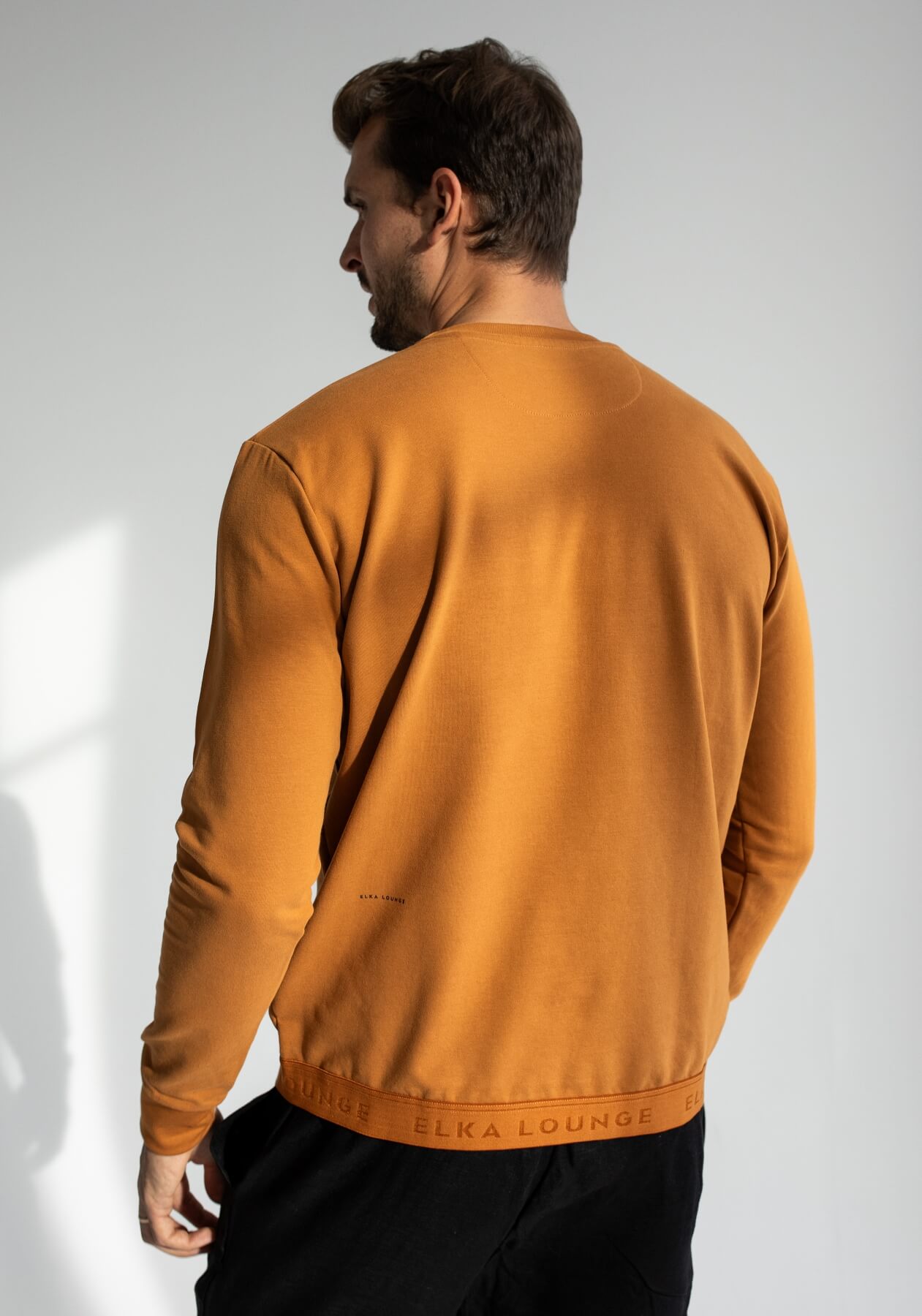 Men Sweatshirt organic cotton Burnt ochre brushed - regular