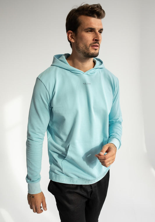 Pánska mikina s kapucňou z biobavlny Sky blue brushed - regular