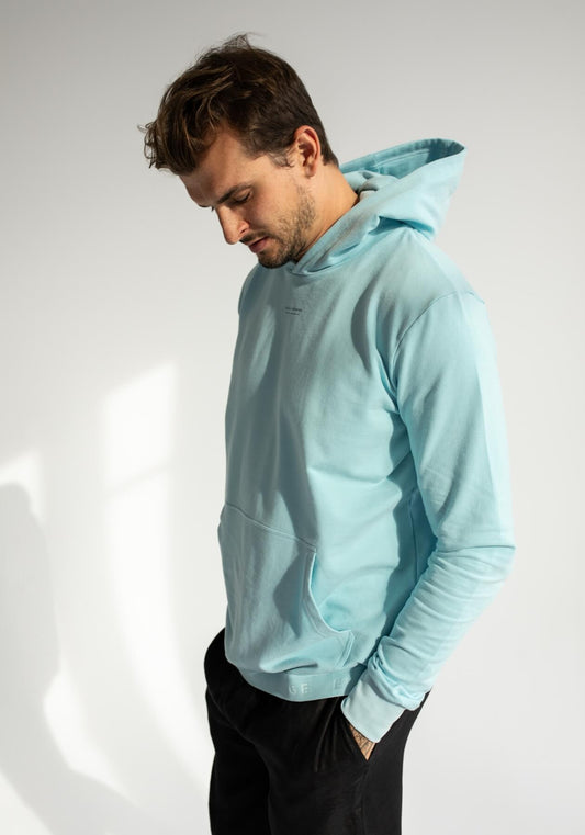 Pánska mikina s kapucňou z biobavlny Sky blue brushed - regular