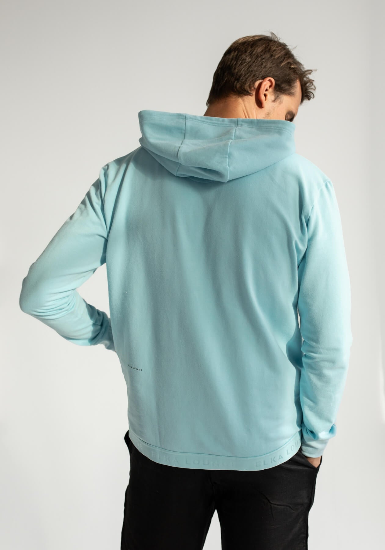 Pánska mikina s kapucňou z biobavlny Sky blue brushed - regular