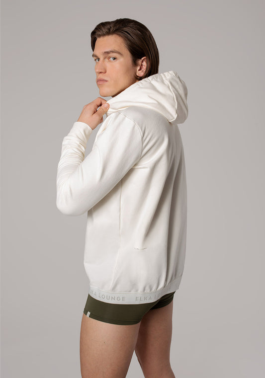 Pánska mikina s kapucňou z biobavlny Offwhite brushed - regular