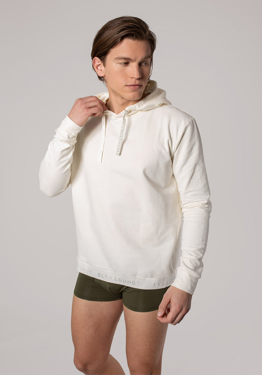 Pánska mikina s kapucňou z biobavlny Offwhite brushed - regular