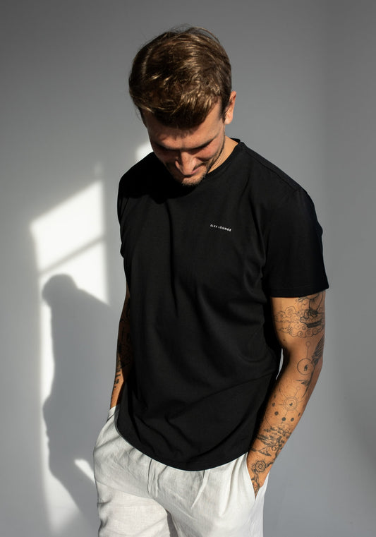 Pánske tričko z biobavlny Black - slim fit