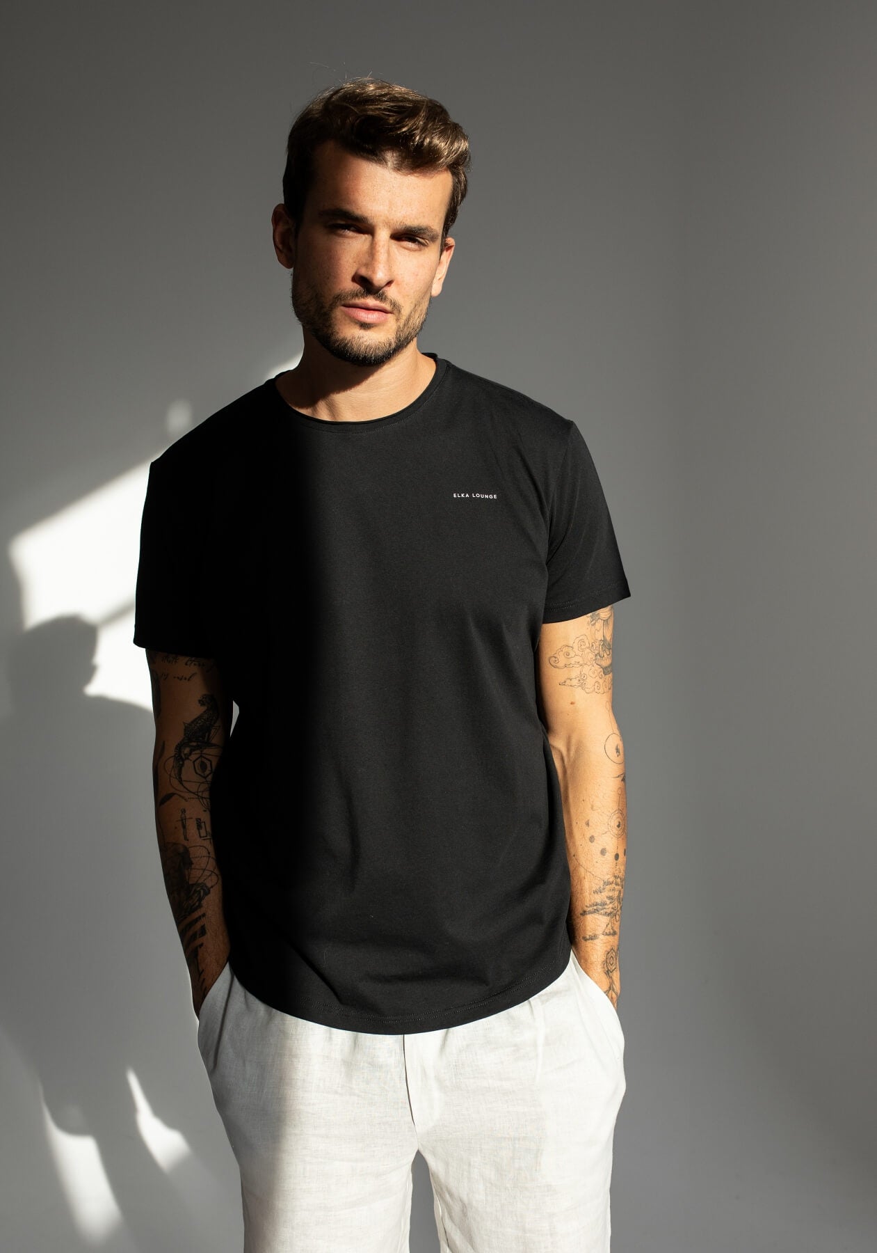 Pánské tričko z biobavlny Black - slim fit