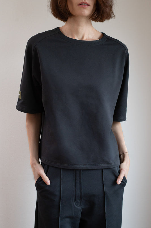 Dámske mikinové tričko z biobavlny Black- loose fit