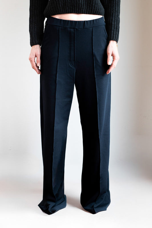 Damskie spodnie dresowe wide-leg z biobawełny Deep blue - Regular fit