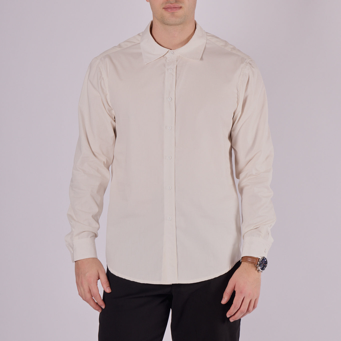 Men's organic cotton shirt with collar - regular fit