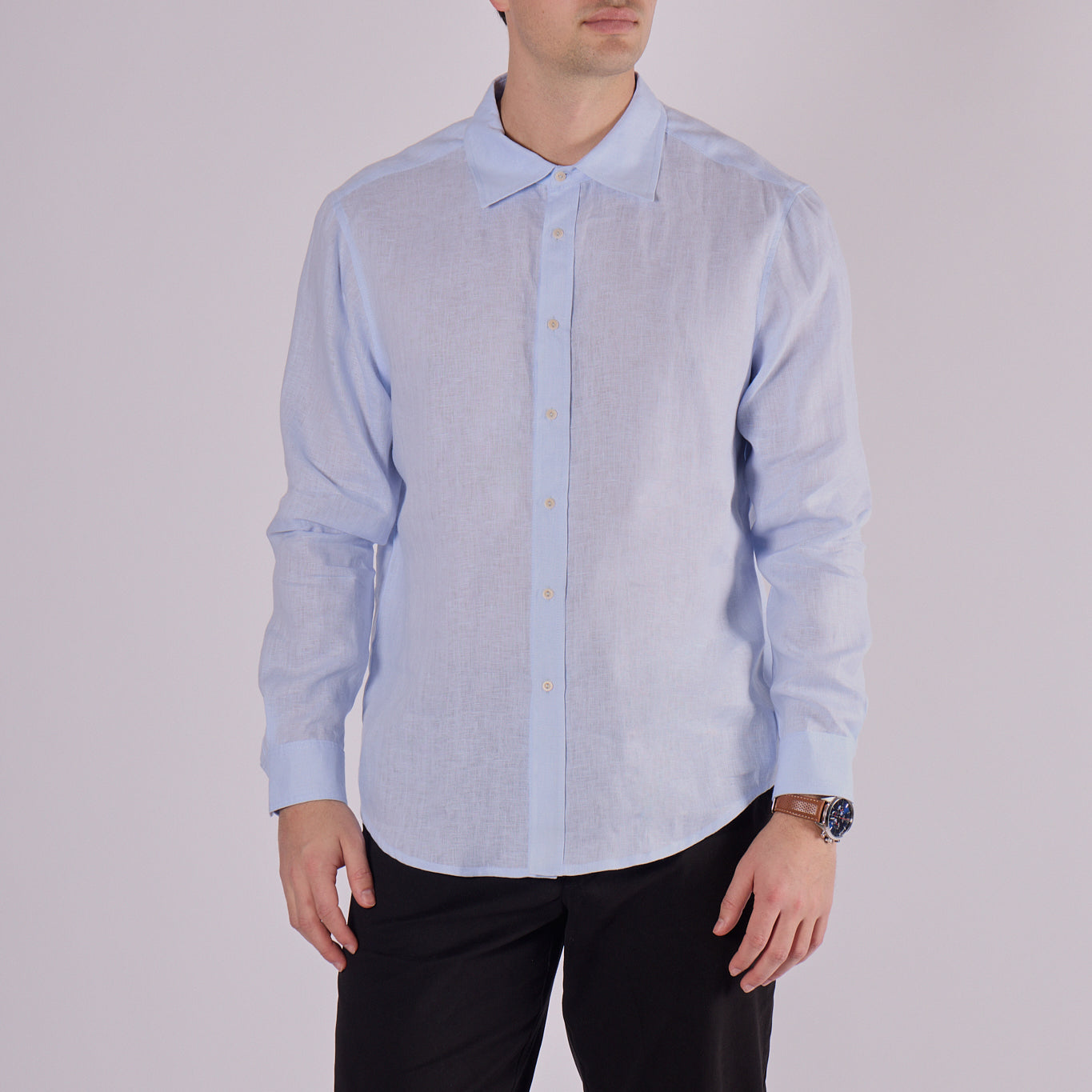Men's linen shirt with collar - regular fit