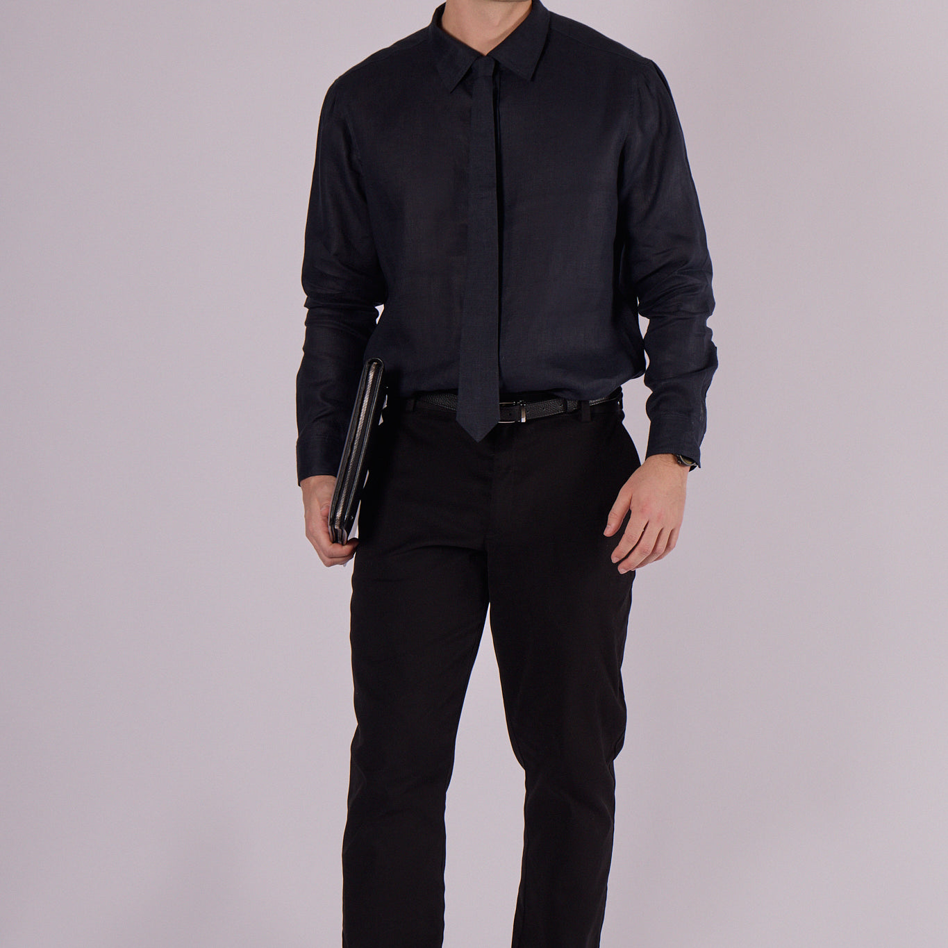 Men's linen shirt with collar - regular fit