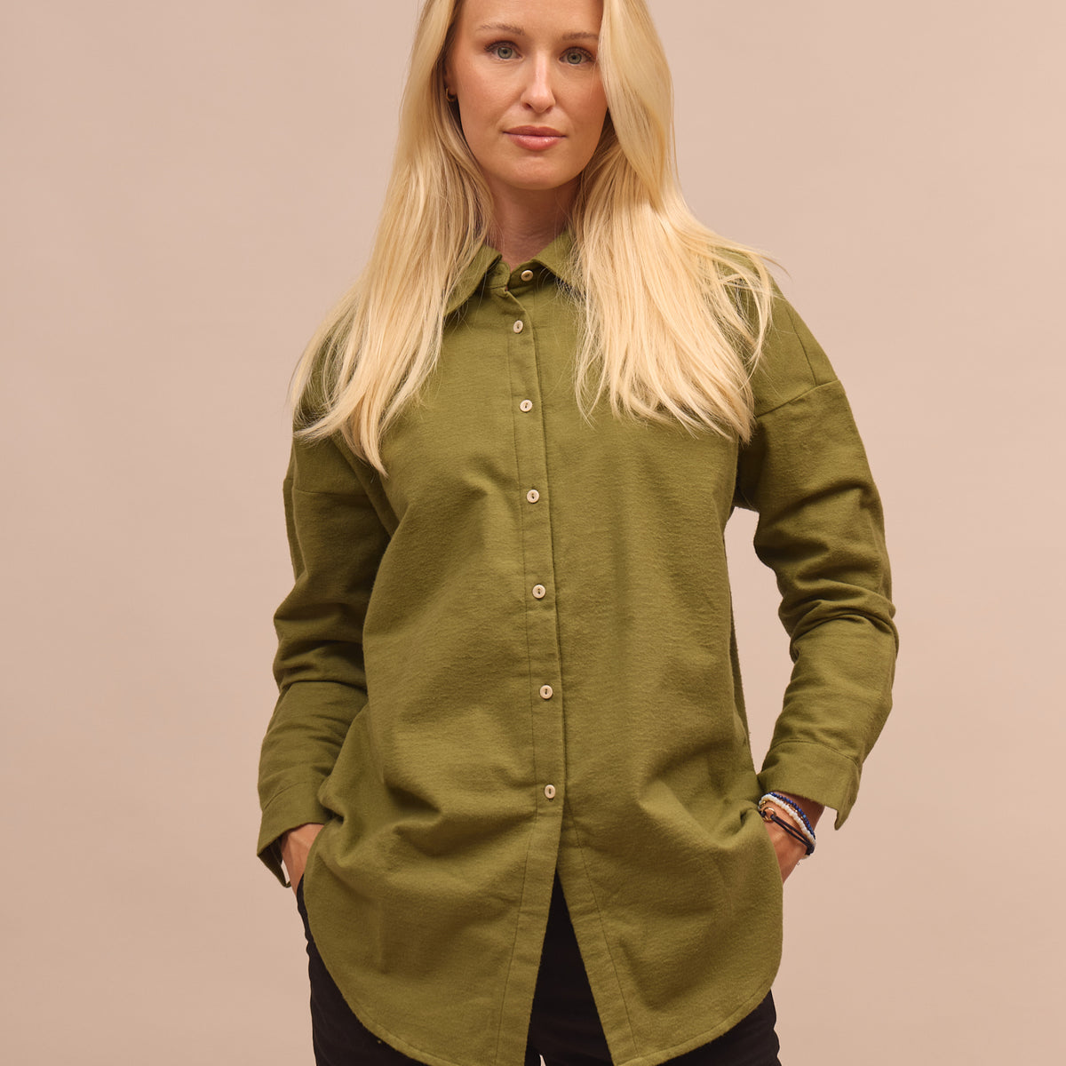 Women’s Flannel Shirt with Collar Loose Fit
