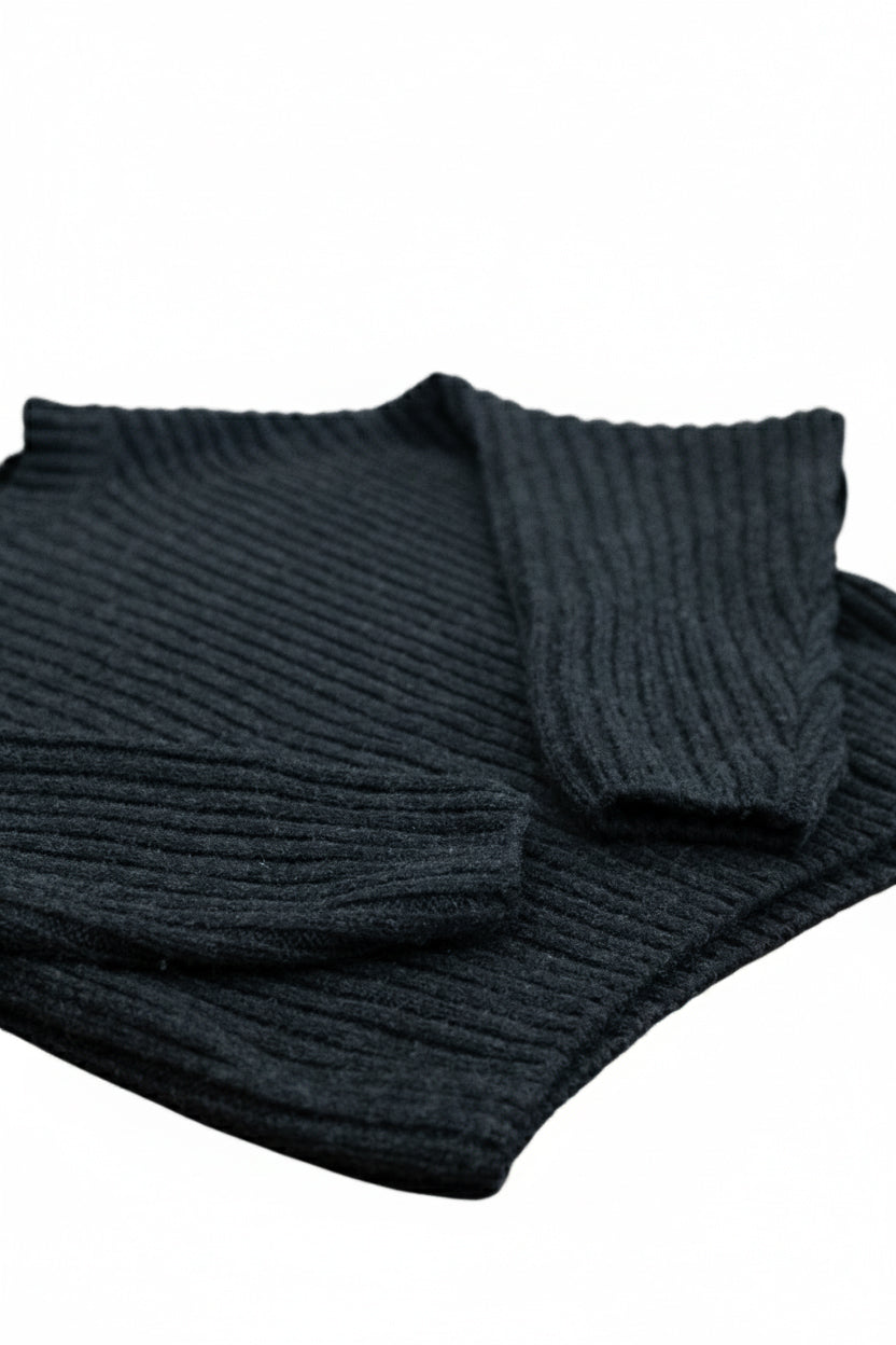 Damski sweter z wełny crewneck Regular fit - Dark gray