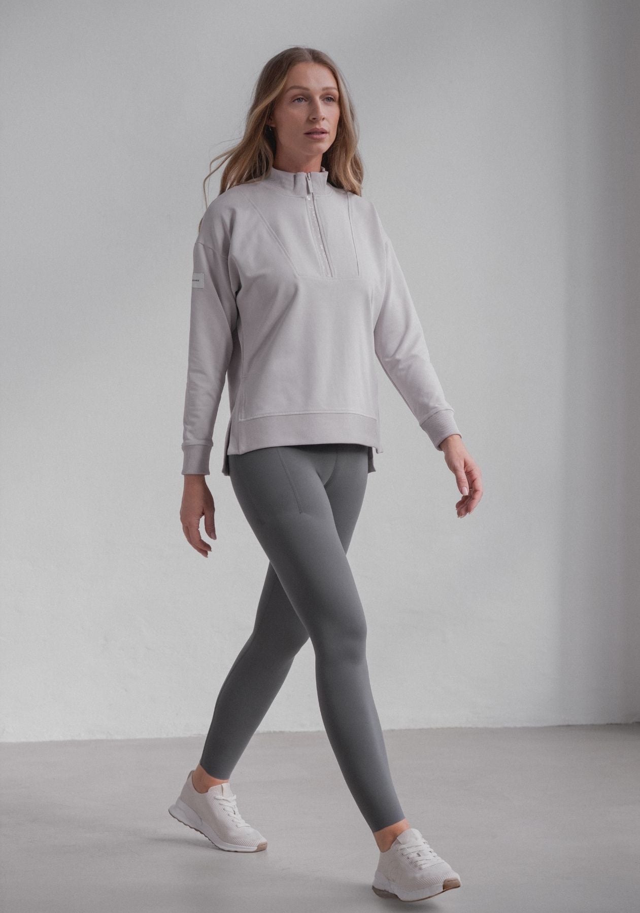 Dámská mikina Zip-up z biobavlny Pearl gray - loose fit