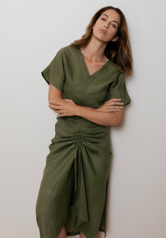 Dámska ľanová sukňa - Moss green