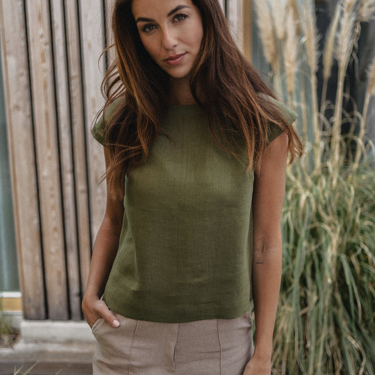 Dámské lněné tričko - regular fit