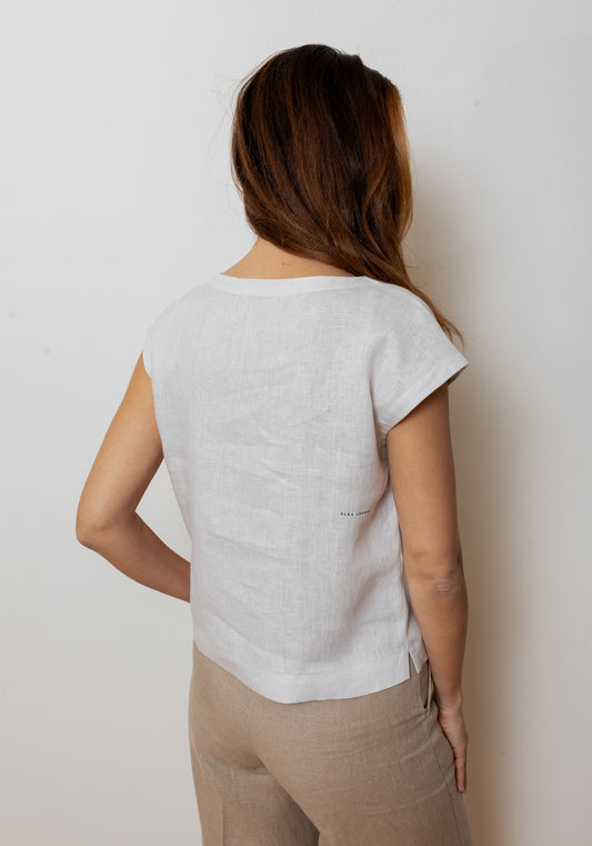 Dámske ľanové tričko regular - Pearl gray
