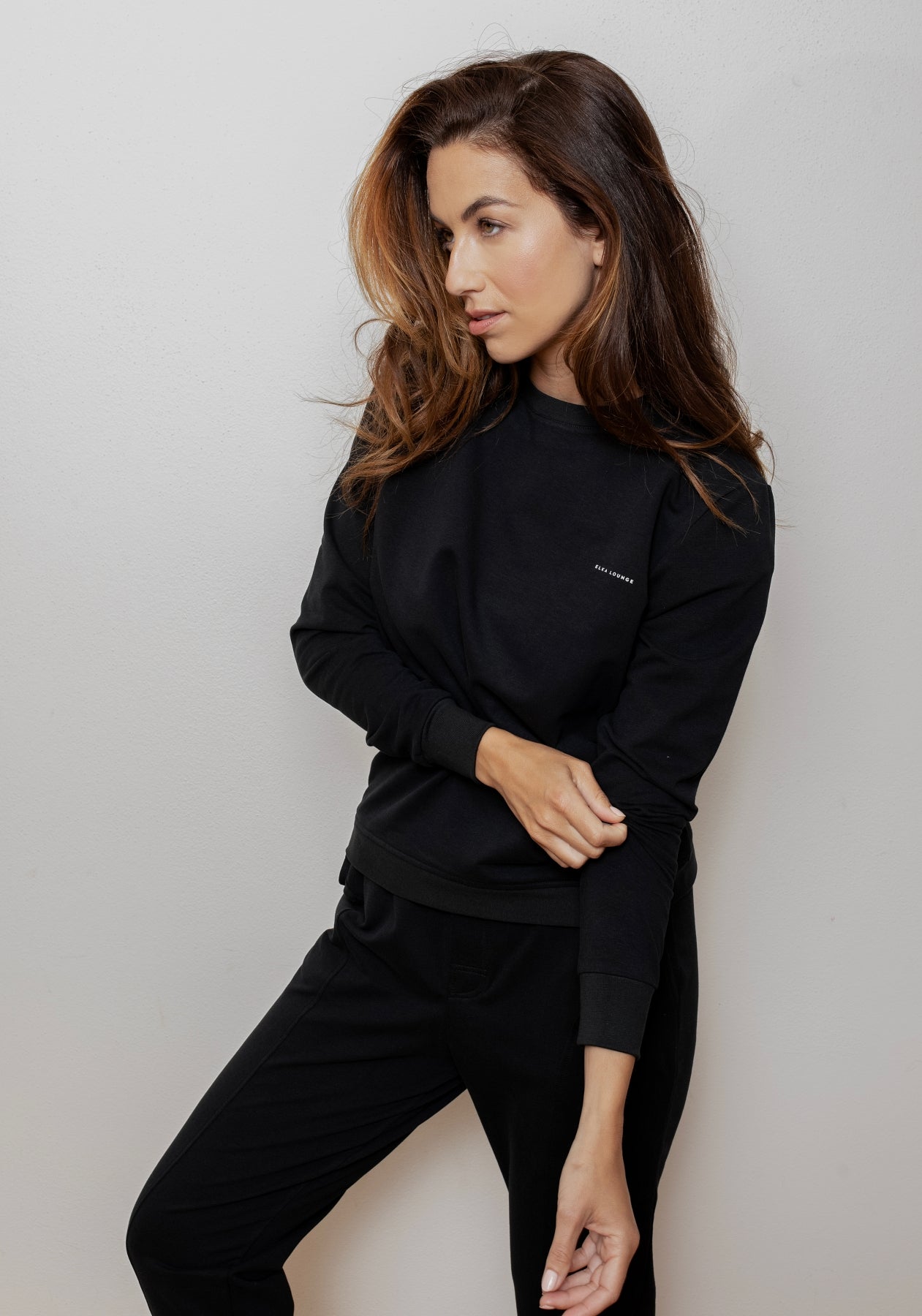 Women bluza bawełna organiczna Black brushed - regular update