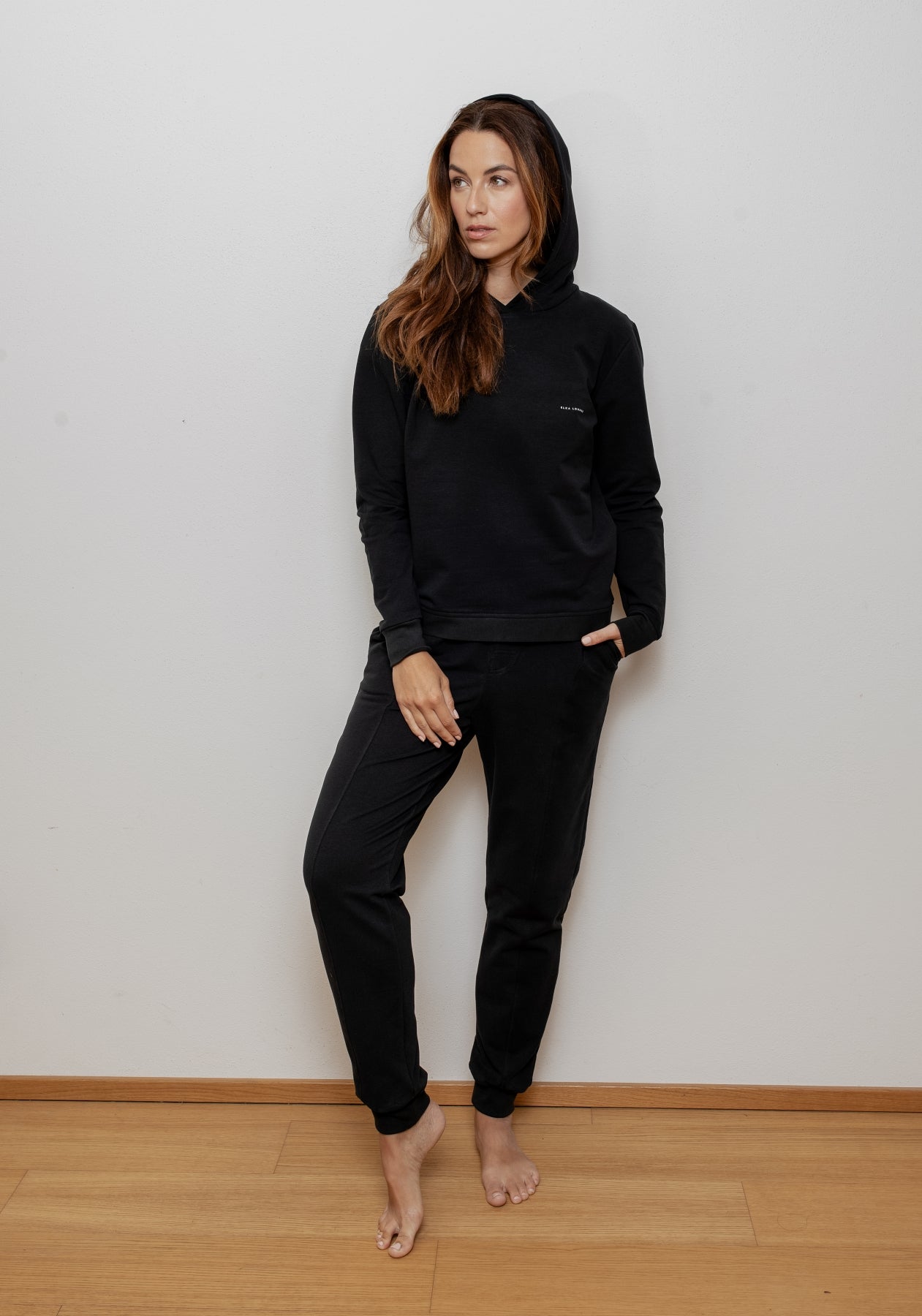 Women hoodie organic cotton Black brushed - regular update