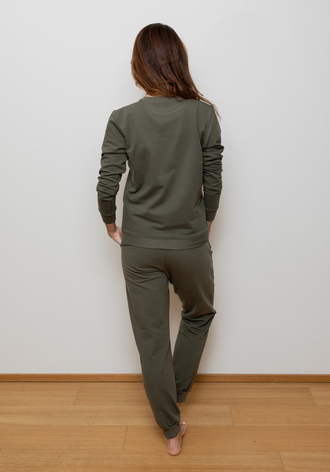Women bluza bawełna organiczna Moss green brushed - regular update