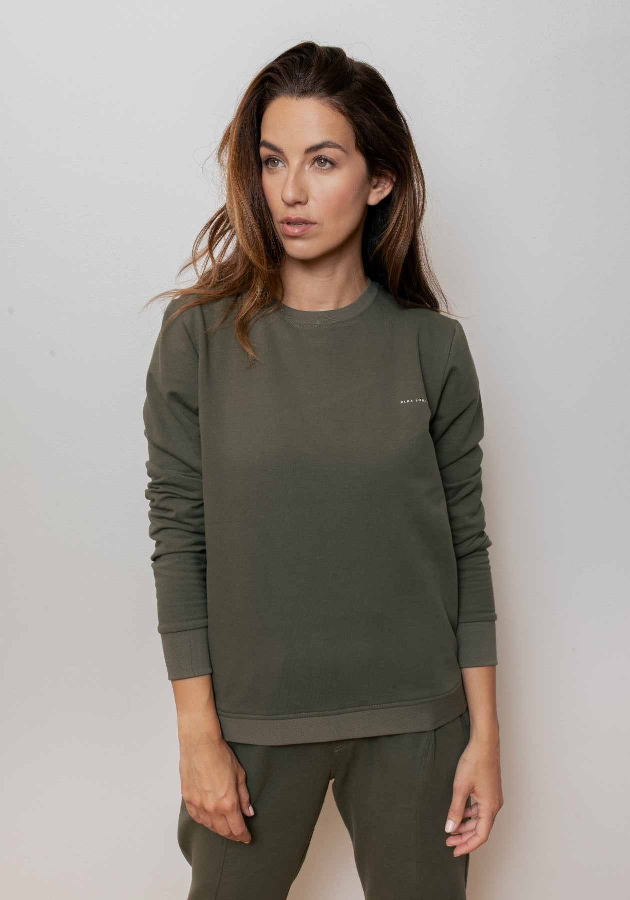 Women bluza bawełna organiczna Moss green brushed - regular update