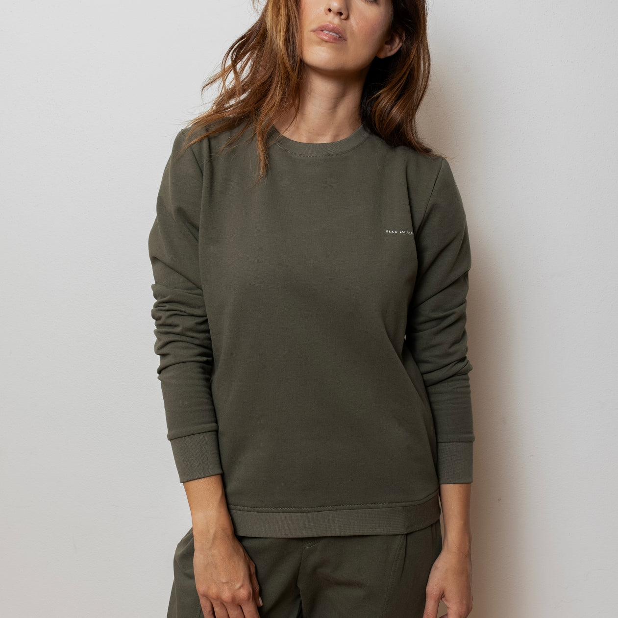 Dámská mikina bez kapuce z biobavlny brushed - regular