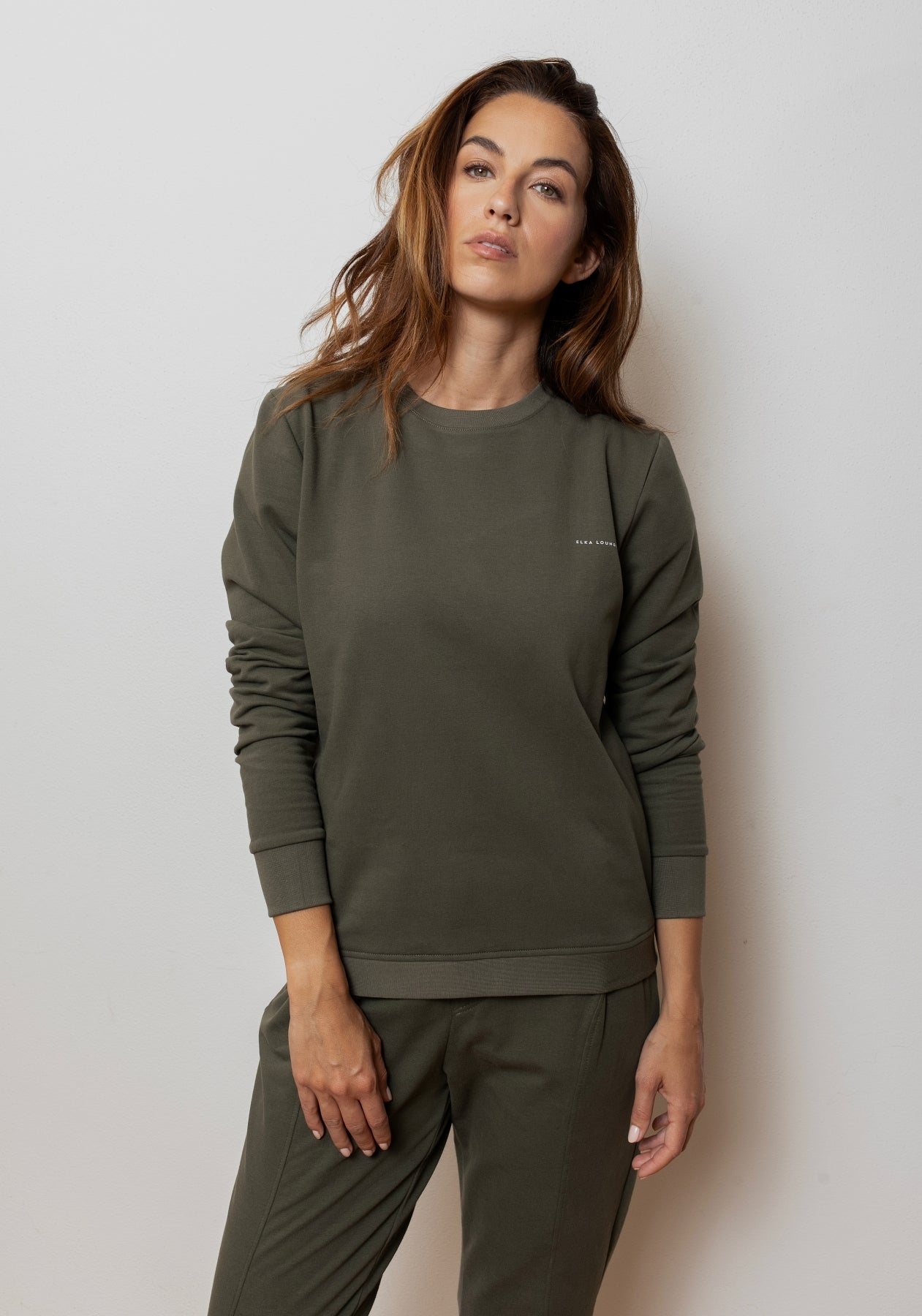 Women bluza bawełna organiczna Moss green brushed - regular update