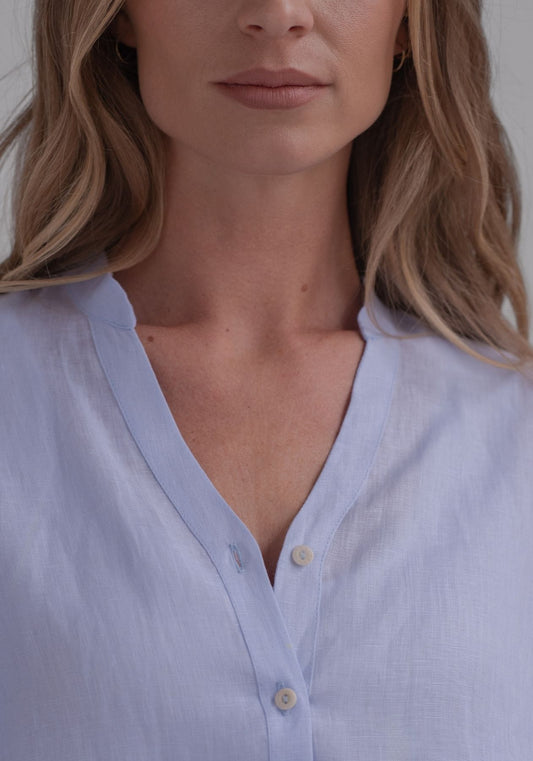 Dámská lněná košile loose fit Light blue