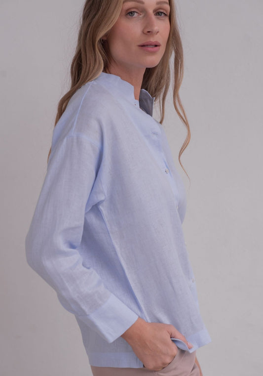 Dámska ľanová košeľa regular fit Light blue