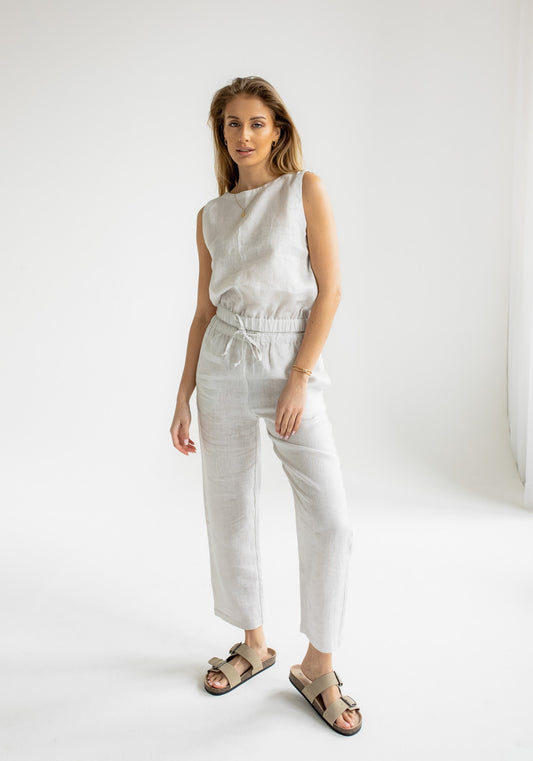 Dámsky ľanový crop top Pearl gray