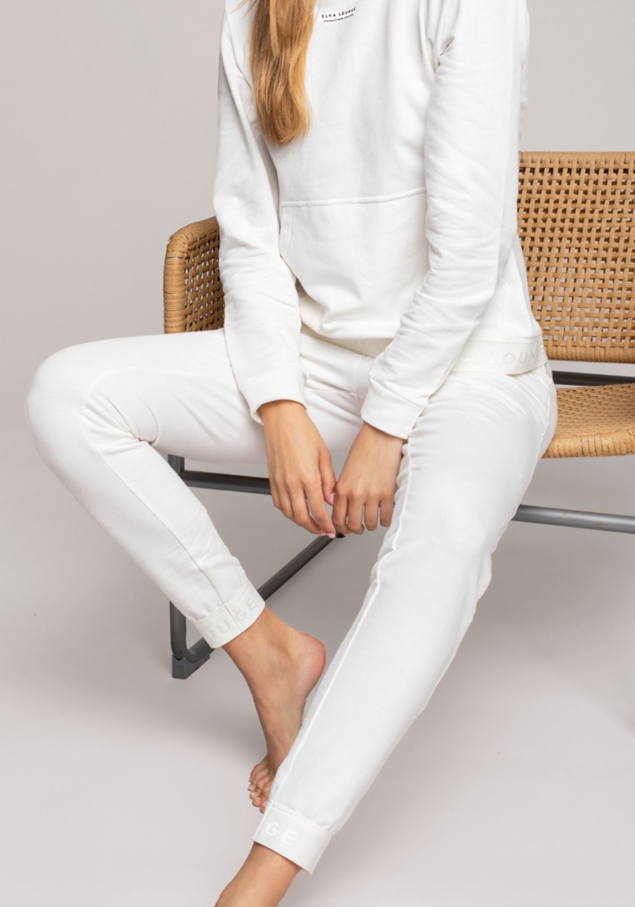 Dámske teplákové nohavice z biobavlny Offwhite brushed