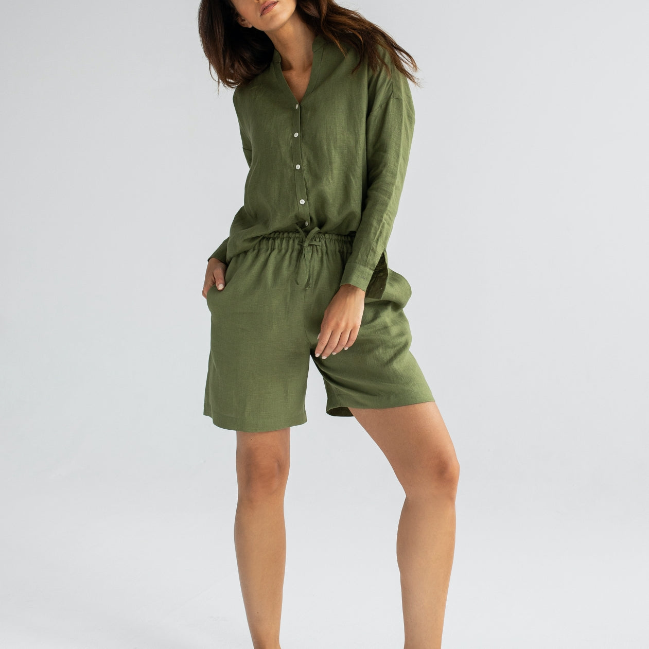 Dámské lněné šortky - regular fit