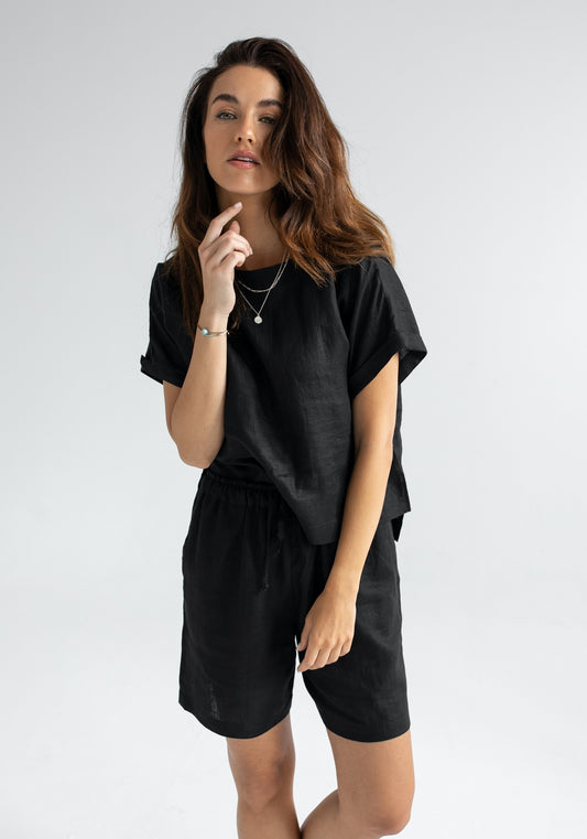 Dámske ľanové šortky Black