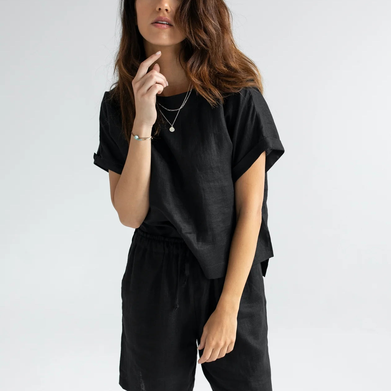 Dámské lněné šortky - regular fit