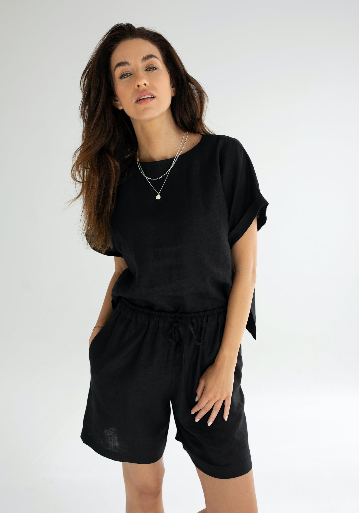 Dámske ľanové šortky Black