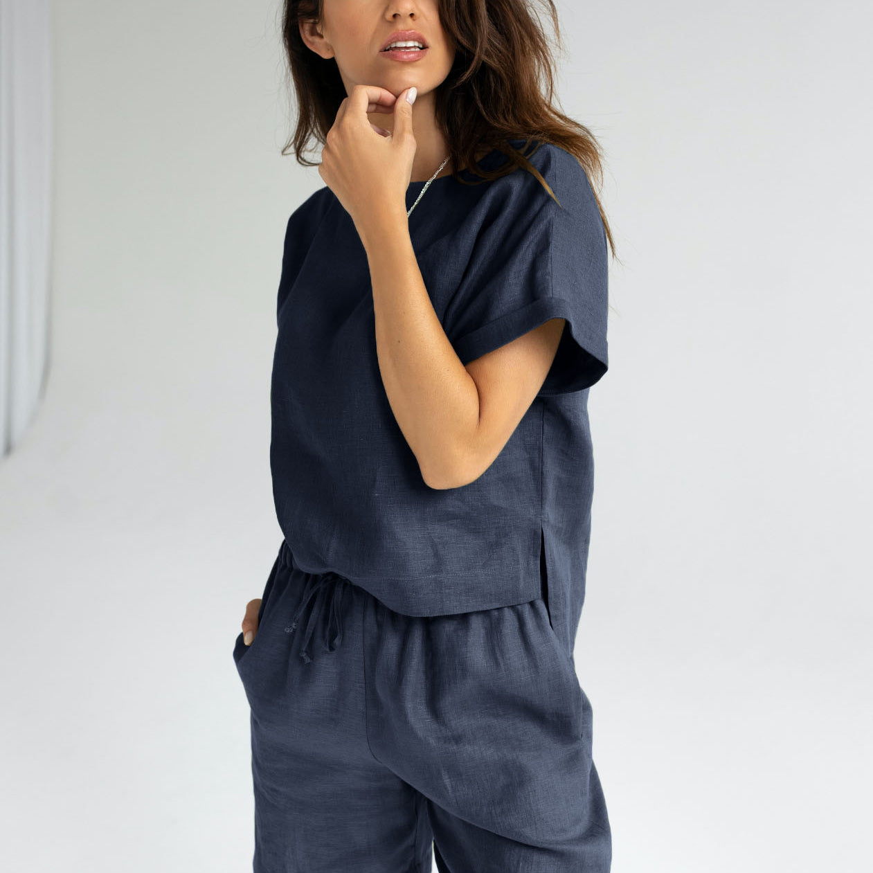 Dámské lněné šortky - regular fit