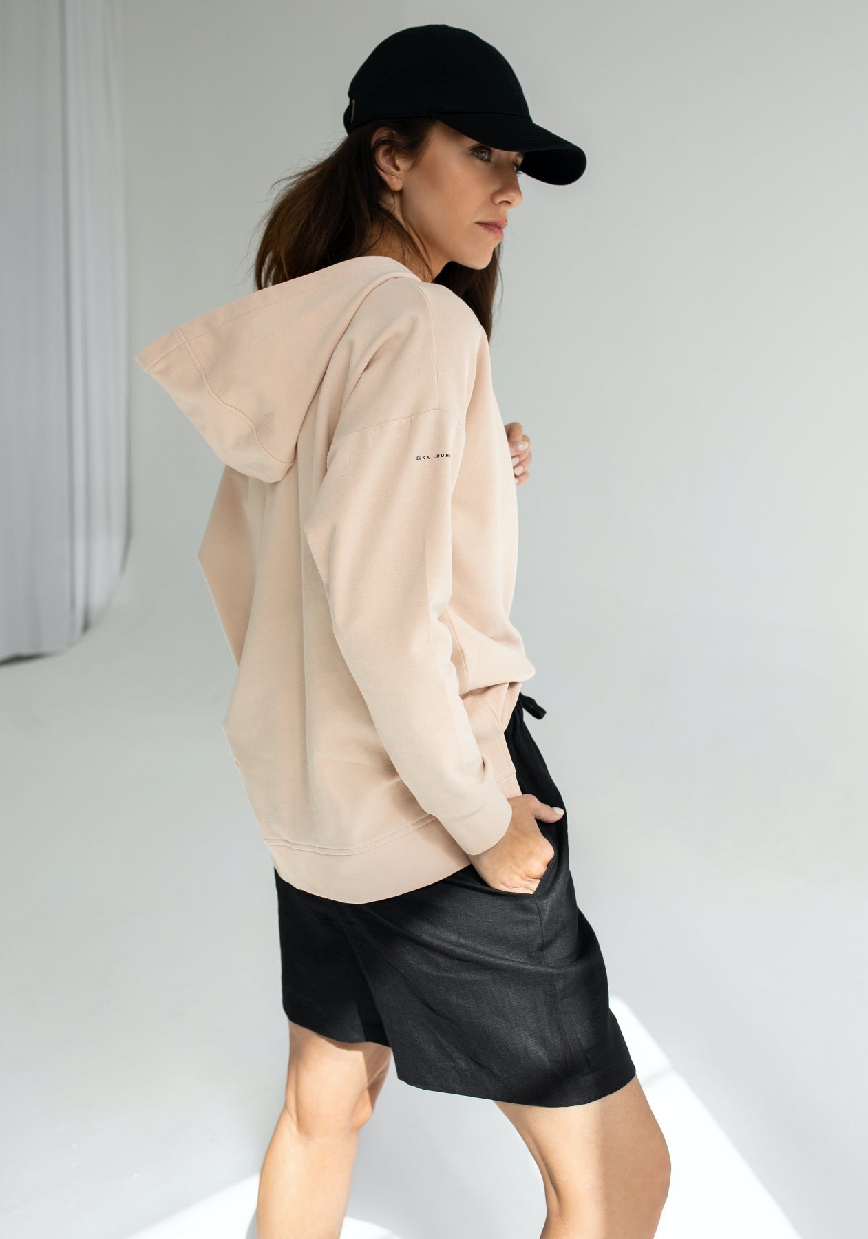 Dámská mikina s kapucí z biobavlny Beige - Oversized