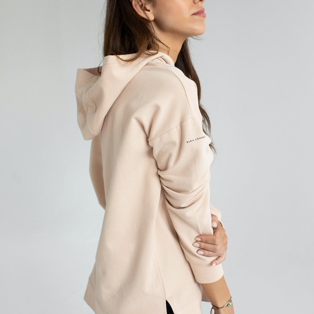 Dámská mikina s kapucí z biobavlny brushed - Oversized