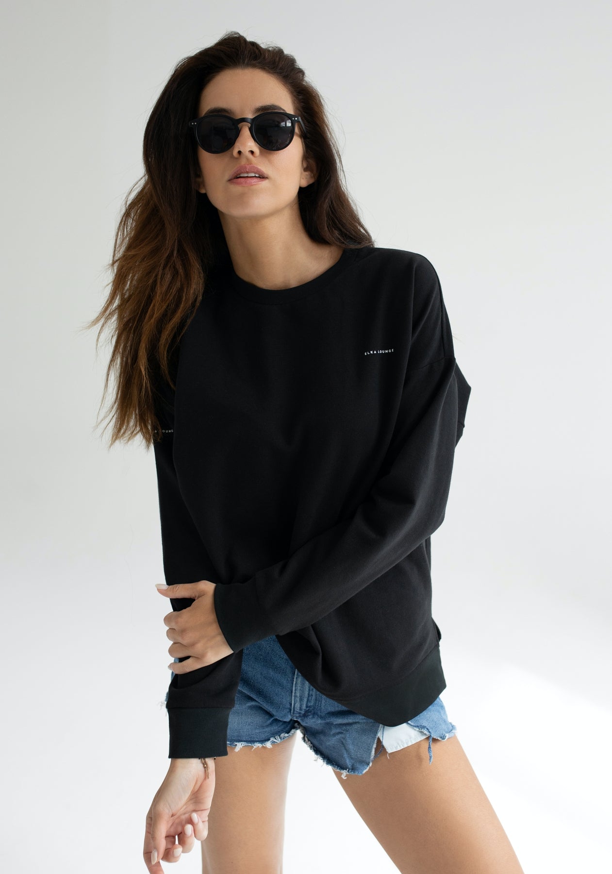 Women bluza bez kaptura z bawełny organicznej Moss green brushed - Oversized