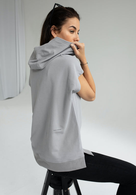 Dámska mikina bez rukavu / vesta z biobavlny Beige brushed - Oversized