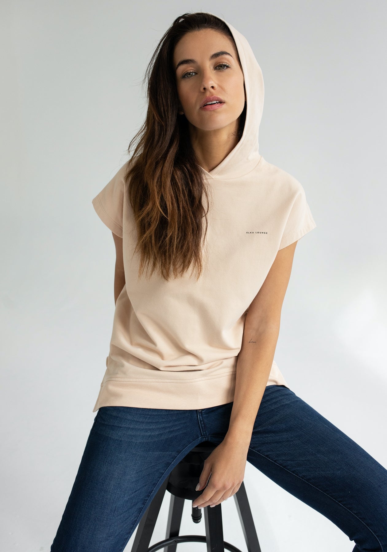 Women Bluza/kamizelka z bawełny organicznej Light gray brushed - Oversized
