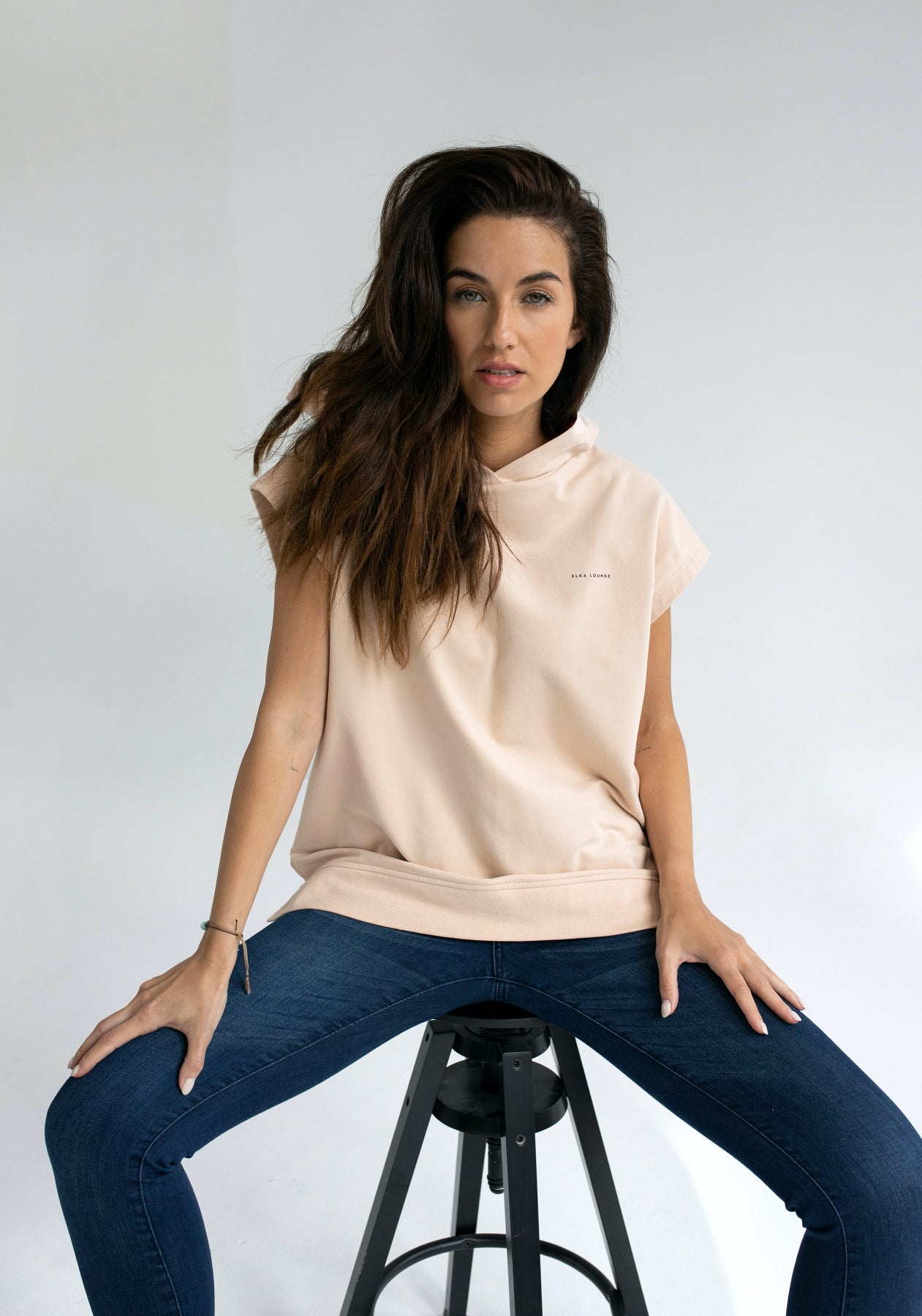 Women Bluza/kamizelka z bawełny organicznej Light gray brushed - Oversized